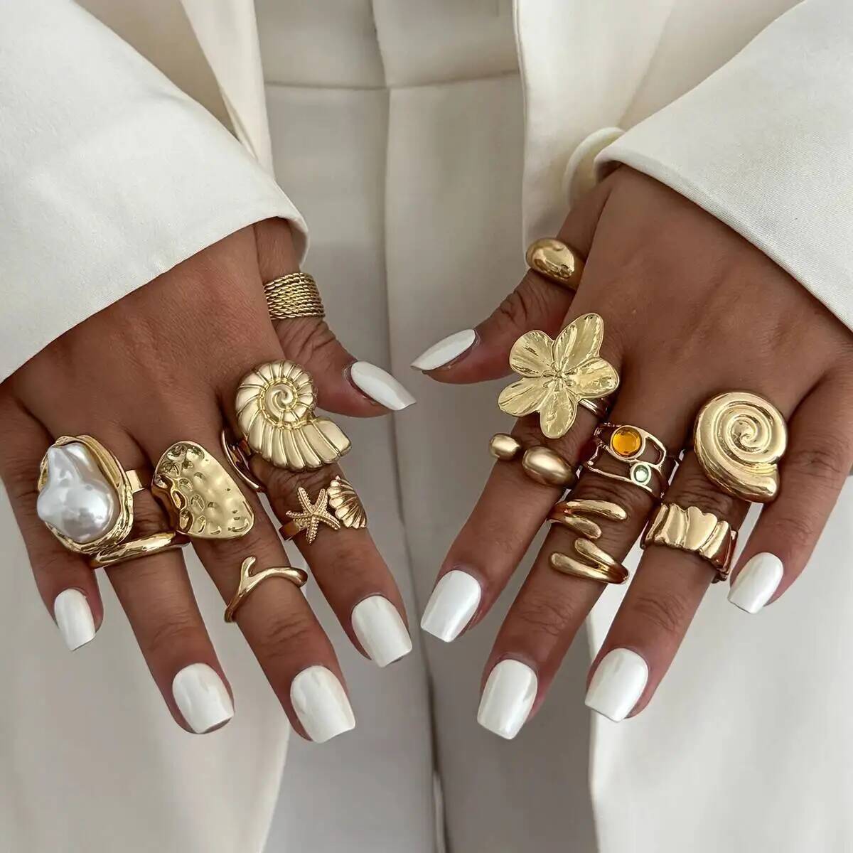 Vintage Punk Knuckle Rings Set - IngeSight.Z 14 шт./компл. хип-хоп креативные кольца