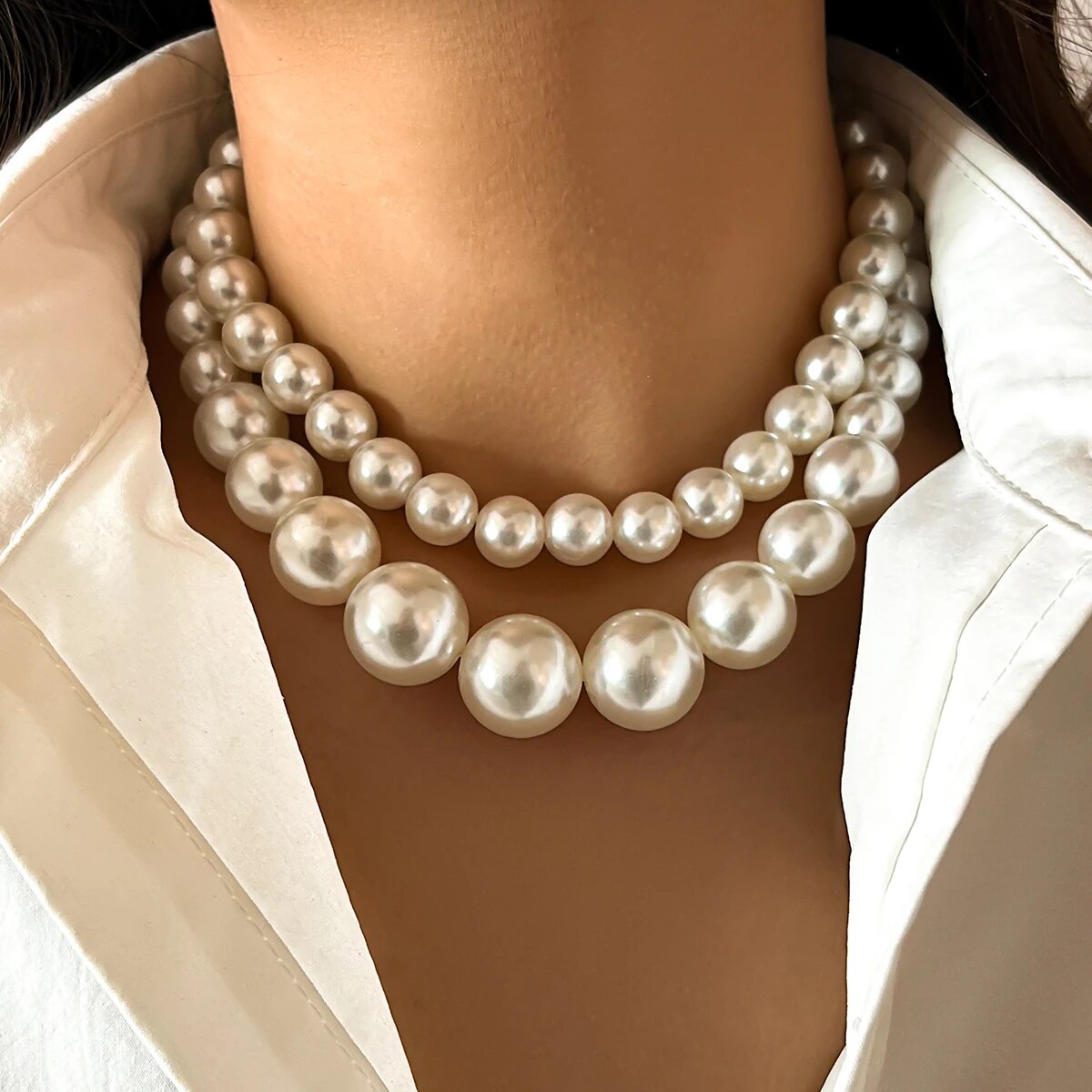 2 шт./компл., преувеличенное б – обзор и цена Pearl Choker Necklace Vintage